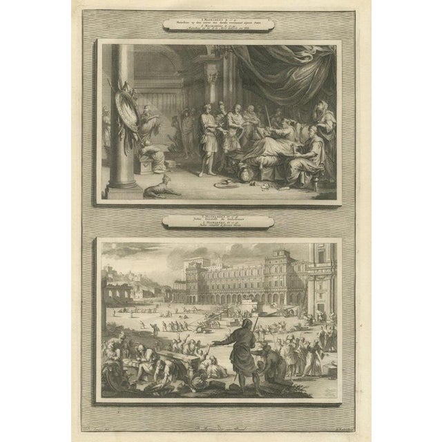 Pieter Mortier, Dying Mattathias and Judas Maccabeus Restores the Temple, 1700, Engraving For Sale - Image 12 of 12