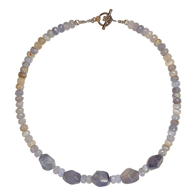 Ajd 17 Inch Blue Lace Agate Necklace For Sale
