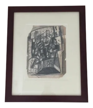 Abstract Charcoal Drawing by Irving Lehman