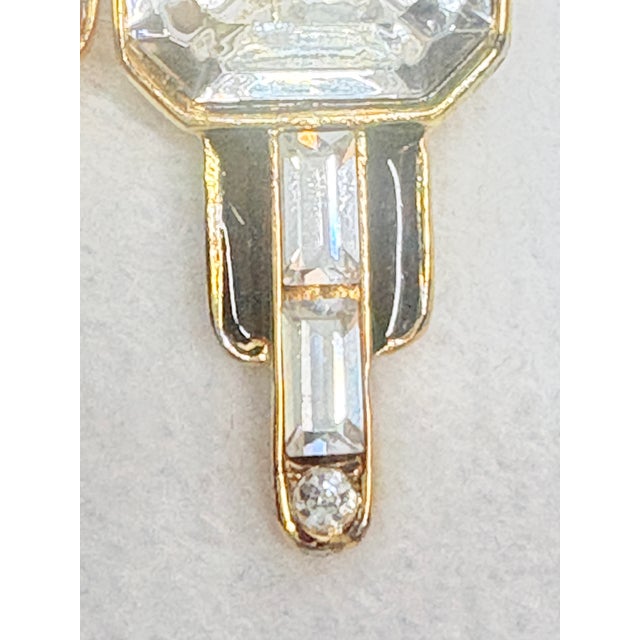 Transparent Givenchy New York–Paris 80s Rhinestone & Gold‑Tone Statement Clip-on Earrings, Pair For Sale - Image 8 of 12