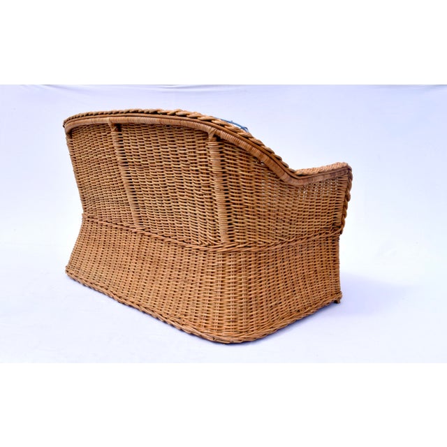 Wood Michael Taylor Wicker Loveseat Sofa For Sale - Image 7 of 11