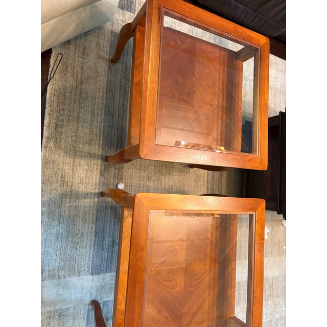 OverviewElevate your living space with this handsome pair of transitional end tables manufactured by Hammary in 1999....