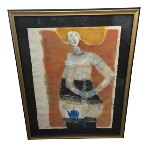 Theo Tobiasse Limited Edition Lithograph "Dame a La Theiere Bleue"