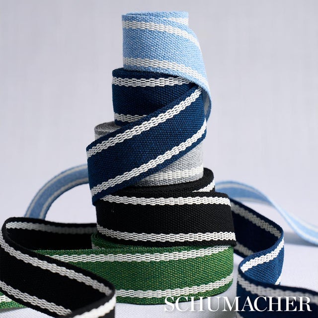 Schumacher SAMPLE - Schumacher Sullivan Tape Narrow Indoor/Outdoor In Grey For Sale - Image 4 of 4