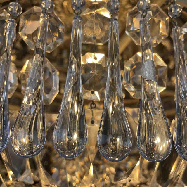 Italian Ceiling Lamp with Blue and Transparent Crystals with Four Lights, 1960 For Sale - Image 3 of 10