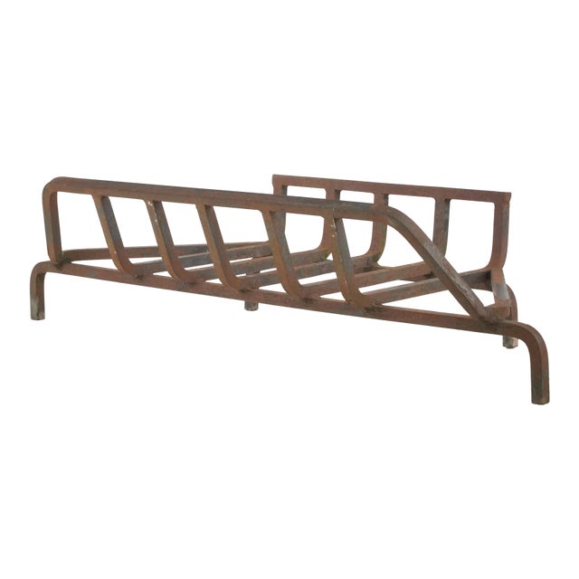 Reclaimed 42.375 In. Cast Iron Fireplace Grate Log Holder For Sale