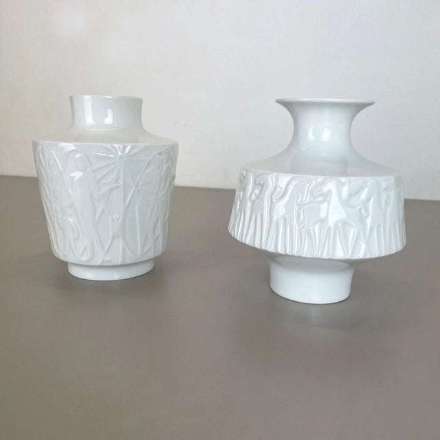 Op Art Biscuit Porcelain Vases from Edelstein Bavaria, Germany, 1970s, Set of 2 For Sale - Image 4 of 18