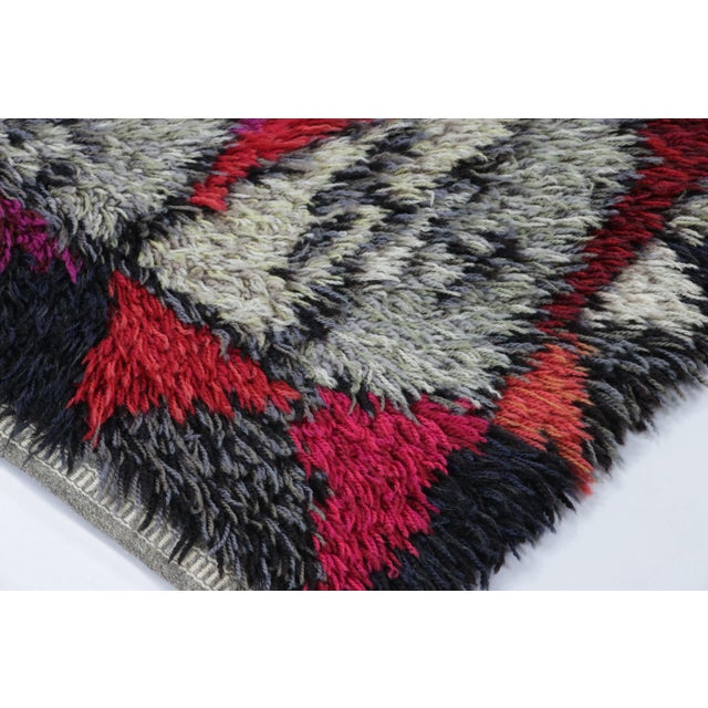 1960s Vintage Swedish Rya Rug With Polychromatic Geometric Pattern- Rug & Kilim For Sale - Image 5 of 7