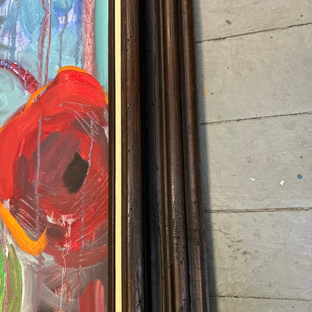 2020s Contemporary Original Alexandra Brown Abstract Expressionism Red Poppies Still Life Painting For Sale - Image 5 of 6