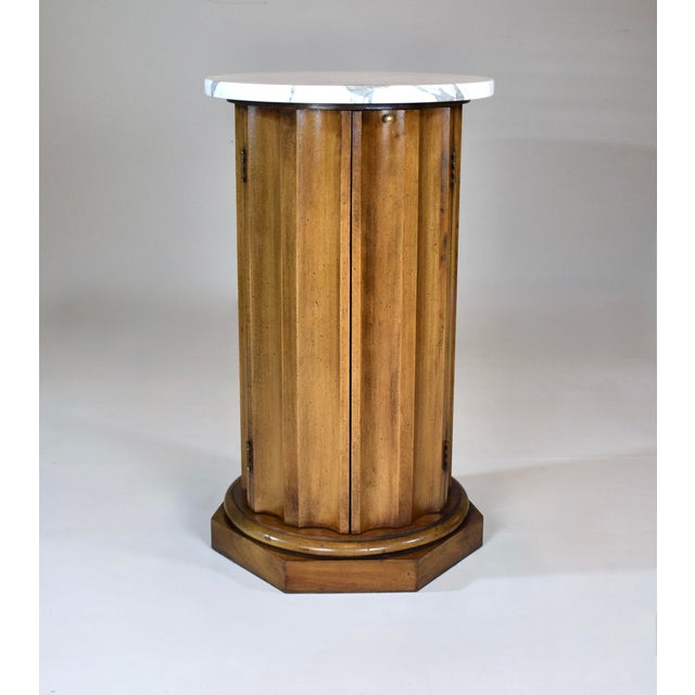 Neoclassical Style Fluted Column Cabinet Table Marble Top For Sale - Image 11 of 11