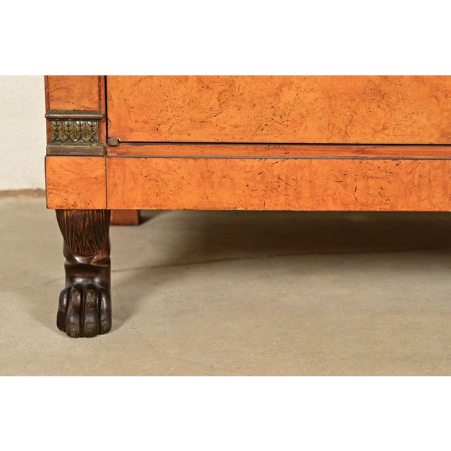 Baker Furniture French Empire Neoclassical Burl Wood Abattant Bar Cabinet, Circa 1980s For Sale - Image 11 of 18