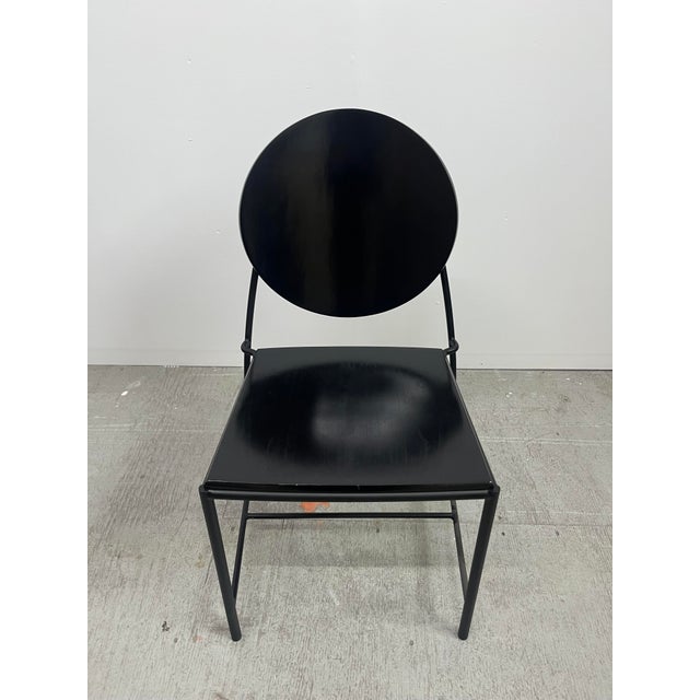 Pair of Memphis-style "Vik-Ter" Black Side Chairs by Dakota Jackson These striking chairs feature a curved circular...
