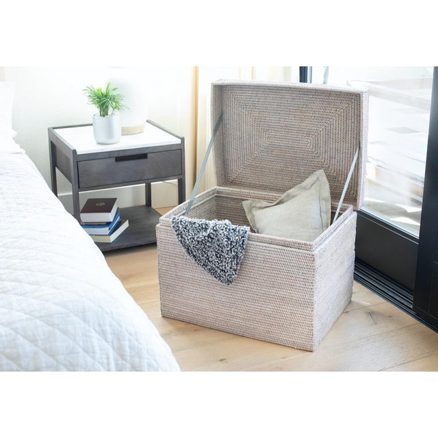 Boho Chic Artifacts Rattan Rectangular Hinged Chest/Trunk in White Wash - 23" For Sale - Image 3 of 7