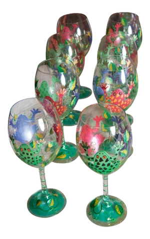 Frog White Wine Glasses - Set of 8