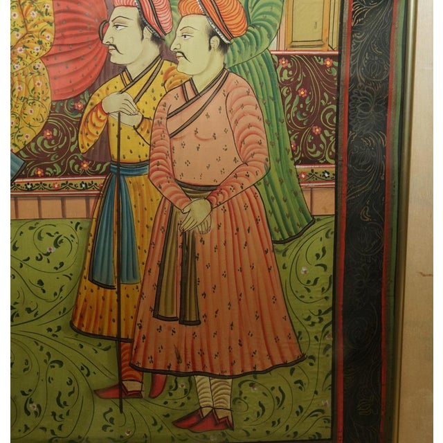 Antique Persian Hand-Painted Oriental Scenes on Silk in Frame, Set of 2 For Sale - Image 18 of 18