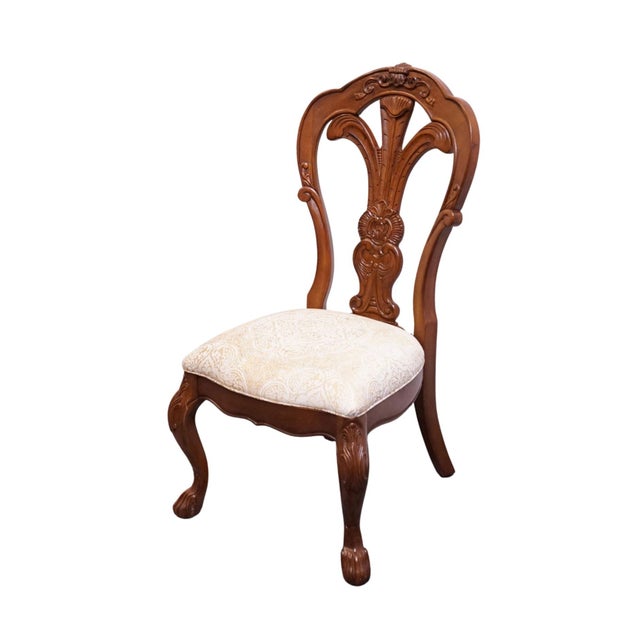 BERNHARDT FURNITURE Grand Savannah Collection Solid Walnut Italian Provincial Style Splat Back Dining Side Chair 357-555...