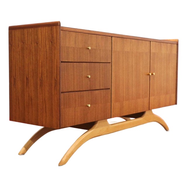1960s Mid Century Modern Vintage Credenza Sideboard by Lebus Danish Style For Sale