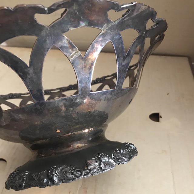 Vintage Silverplate Pierced Footed Bowl For Sale - Image 4 of 8