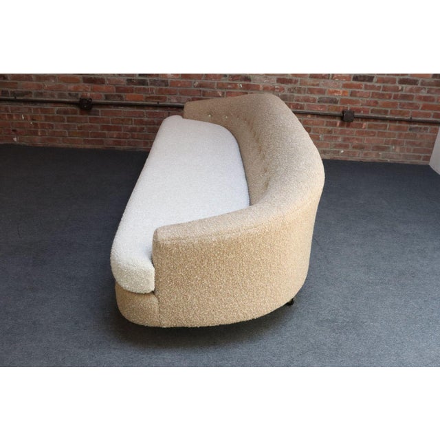 1960s Danish Modern Curved Sofa in Teak and Two-Tone Bouclé by Selig For Sale - Image 5 of 18