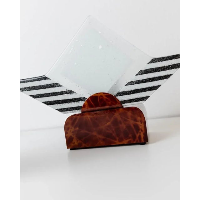 Vintage Sculptural Murano Glass Table Lamps with Brown Metal Holders, Italy, 1980s, Set of 2 For Sale - Image 4 of 11