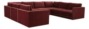Willow Berry Red with Mauve Piping Modular 8-Piece Performance Velvet Large U Sectional