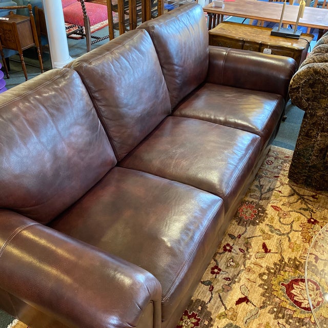 Ethan Allen Connor Omni Brown Leather Sofa Chairish