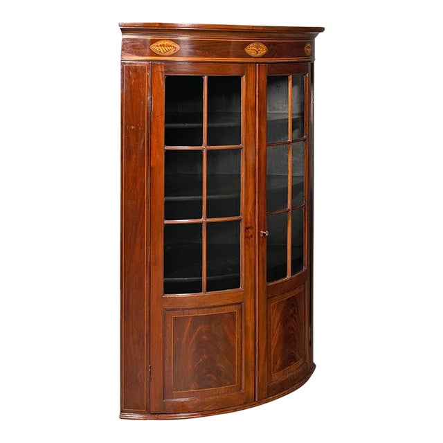 1800s Antique Georgian Glazed Corner Cabinet For Sale