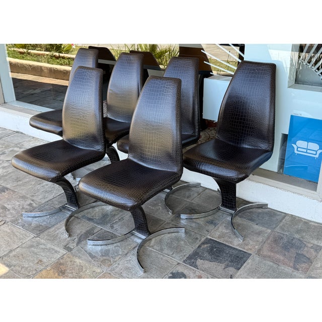 Modern Cattelan Italia Betty Embossed Crocodile Dining Room Chairs, Set of Six For Sale - Image 3 of 14