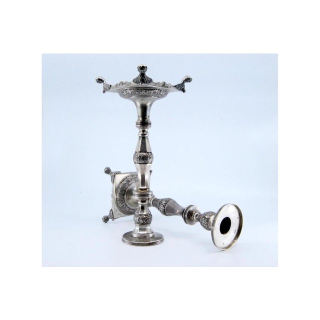 Silver Silver Candlesticks with Turned and Engraved Shafts, Set of 2 For Sale - Image 8 of 10