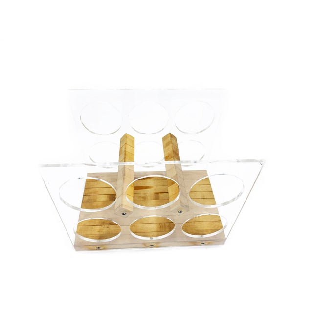 Mid-Century Modern Lucite and Wood Wine Rack For Sale - Image 4 of 4