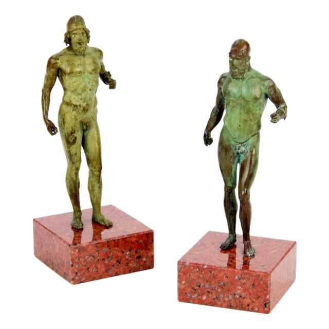 Bronze Replicas of the Riace Warriors on Marble Bases, Late 20th Century, Set of 2 For Sale
