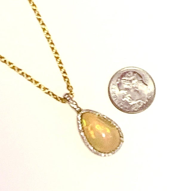 Natural Ethiopian Opal Diamond Necklace 14k Yellow Gold 9.23 TCW Certified For Sale - Image 10 of 10