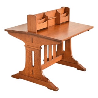 Limbert Antique Mission Oak Arts & Crafts Double Desk or Partner's Desk, Circa 1910 For Sale