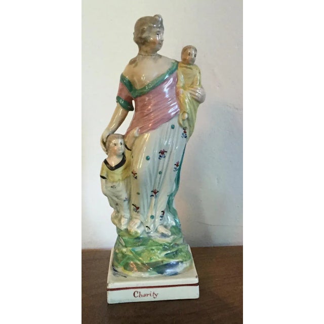 Staffordshire Early 19th Century English George III Staffordshire Pearlware Figure of Charity For Sale - Image 4 of 11