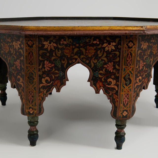 Early 20th Century Antique Moroccan Painted Octagon Coffee Table For Sale - Image 5 of 8