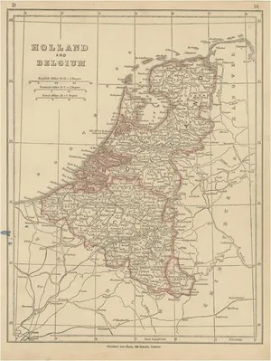 Antique Map of Holland and Belgium by Lowry, 1852