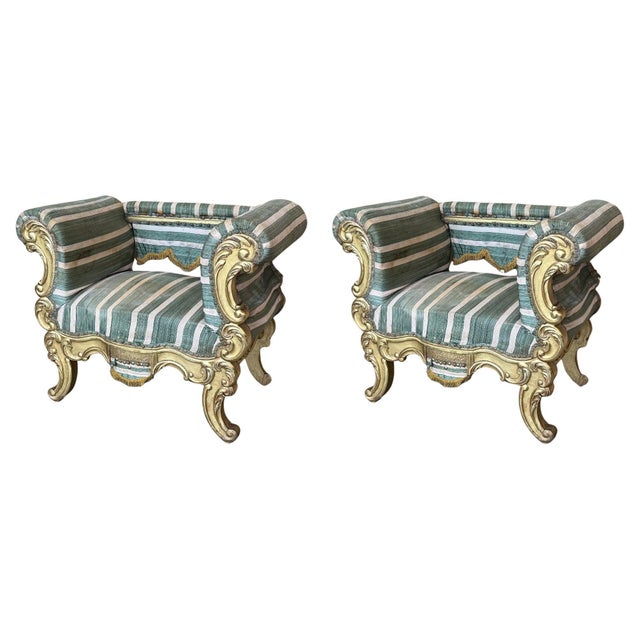 Pair of French 19th Century Rococo Revival Giltwood Armchair For Sale - Image 9 of 18