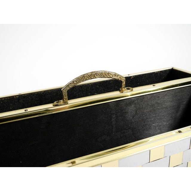 Hollywood Regency Newspaper Rack in Brass and Wood, 1980s For Sale - Image 16 of 18