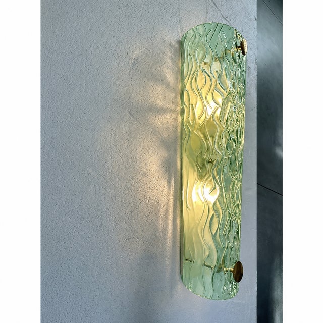 Traditional Monumental Green Murano Glass Wall Sconces From Italy – Set of Two For Sale - Image 3 of 8