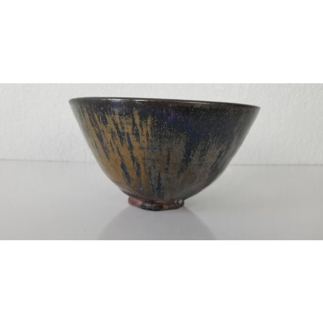 1980s 1980s Mindri Artistic Art Glaze Pottery Bowl For Sale - Image 5 of 11
