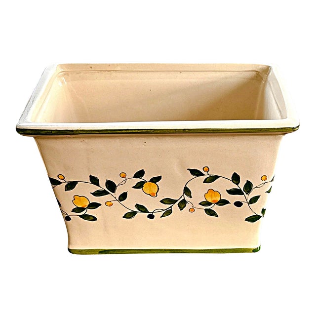 Hand Painted Planter With Lemons For Sale