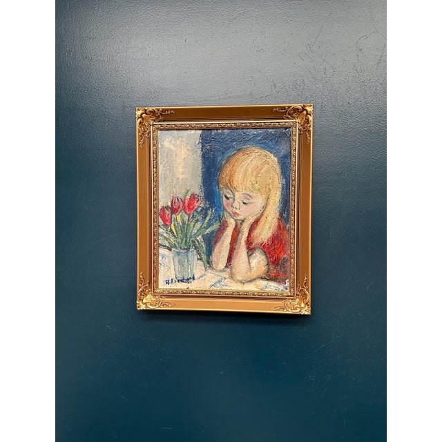 Alf Forslund, Girl in Thought, 1960s, Oil on Canvas, Framed For Sale - Image 7 of 14