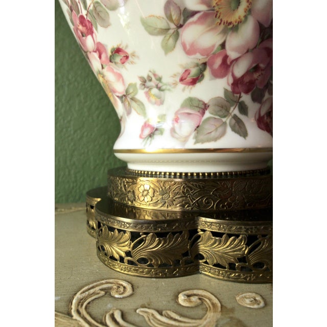 Schumann Arzberg Bavaria Briar Rose Porcelain Table Lamps For Sale - Image 4 of 10