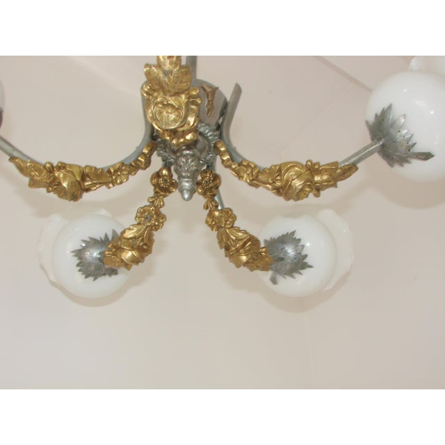 Vintage Art Nouveau Style 5-Light Chandelier, 1950s For Sale - Image 6 of 7