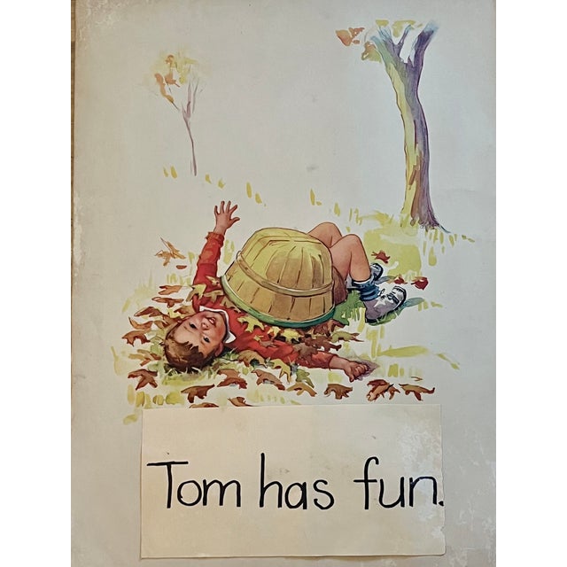 Orange Vintage Framed Children’s Storybook Prints – Pair of Whimsical Nursery Illustrations For Sale - Image 8 of 13
