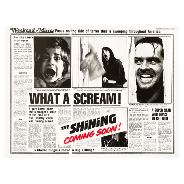 "The Shining" Original Vintage British Quad Movie Poster, 1980 For Sale