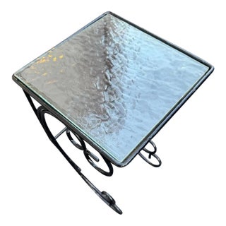 1950s Art Nouveau Swirled Wrought Iron Occasional Table For Sale