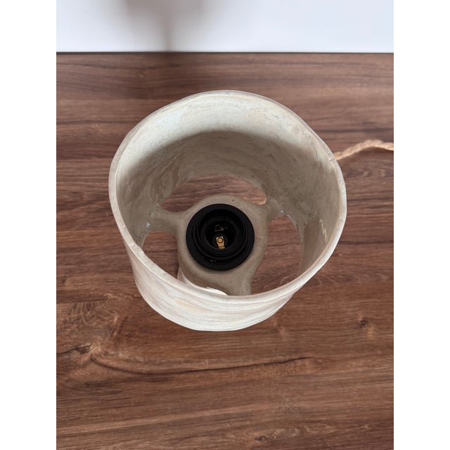 Ceramic Ceramic Table Lamp Contemporary Handmade Dusty White Table Lamp For Sale - Image 7 of 7