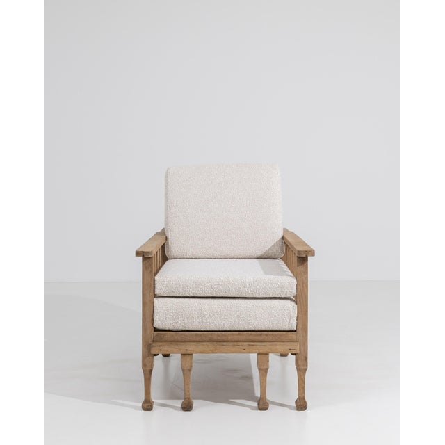 Reclining Lounge Armchair With Pull-Out Footrest In Bouclé Upholstery For Sale - Image 10 of 16
