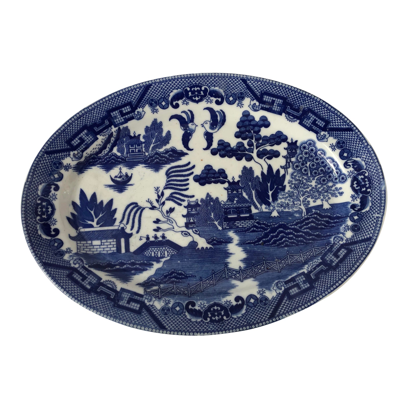 Vintage Blue Willow Oval Platter Made in Japan Chairish